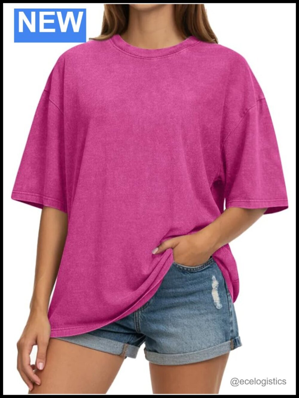 Oversized Acid Wash Cotton T-Shirt Vintage Baggy Crewneck Short Sleeve Top